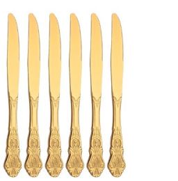 Stainless Steel Cutlery Spoon West Dinnerware Set Gold Plated (Option: Golden Steak Knife Set2)