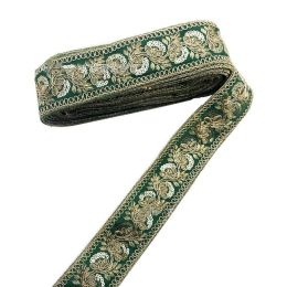 Gold Thread Stranded Rope Embroidery Ribbon (Option: Green 5cm-Green-100 Yards Can Be Customized)