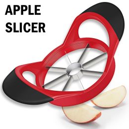 Apple Corer Slicer Fruit Cutter Stainless Steel Press Chopper Kitchen Tool NEW (Color: Red)