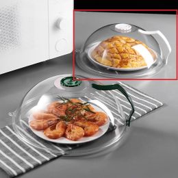 Microwave Oven Round Transparent Cover By Heating Splash-proof Food Vegetable Cover Household Dustproof (Option: PC White-26x10CM)