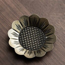 Alloy Tea Cup Insulation Coaster Accessories (Option: Sunflower coaster bronze)