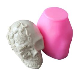 Skull Mousse Cake Silicone Mold Candle Aromatherapy Gypsum Tool DIY Resin Craft (Option: pink-120Ã—85Ã—90mm)