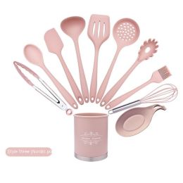 Non-Stick Cooking Ladel Kitchen Household Tools (Option: 11 Pieces Of Pink)