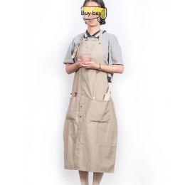 Ceramic Drawing Clay Plastic Special Apron (Color: Khaki)