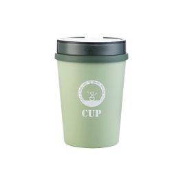 Student Office Worker Breakfast Coffee Milk Tea Cup With Spoon (Color: Green)