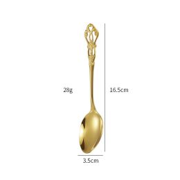 Stainless Steel Cutlery Spoon West Dinnerware Set Gold Plated (Option: Golden medium spoon)