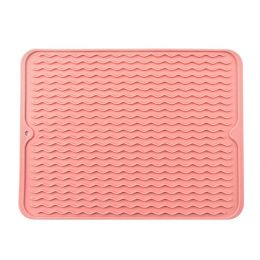 TPR Placemat Home Potholder Dining Table Cushion Water Draining Pad (Color: Pink)