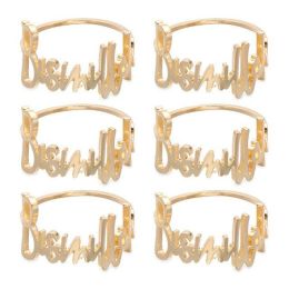 Hotel Table Setting Accessories Simple Metal Light Luxury English Letters Napkin Ring (Option: Six Gold)