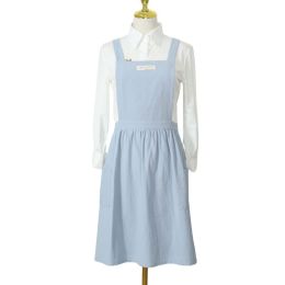 Apron Korean Retro Kitchen Flower Shop Art Painting Work Clothes Small Apron (Option: Light Blue)