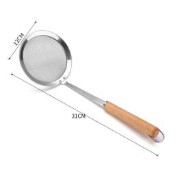 304 Stainless Steel Wooden Handle Colander Spicy Hot Pot Strainer M Fishing Line (Option: Colander)