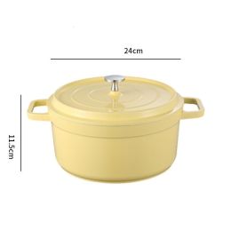 Household Ceramic Thickened Double Ear Stewpot (Option: Blue 24cm)