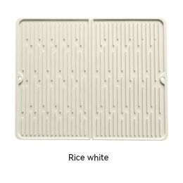 Foldable Thickened Heat Insulation Non-slip Silicone Draining Pad (Option: Ivory White-45X40 With Storage Port)