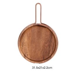 Solid wood steak cutting fruit bread tray cutting board (Option: Circular A)