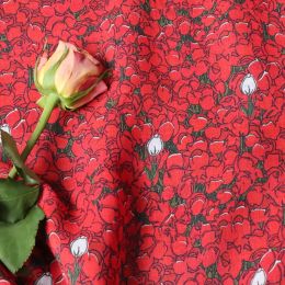 Rose Strong Twist Pure Ramie High Quality Cloth Digital Printing Fabric (Option: red rose-4m)