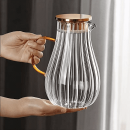 Striped Water Droplets Borosilicate Glass Teapot (Option: Water Drop Pot 1500ml)