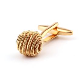 Gold Twist Cufflinks All-matching Shirt Cufflinks (Color: Gold)