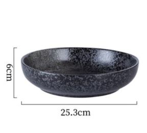 Japanese Ceramic Deep Plate Cutlery (Option: Bright black-25.3x6cm)