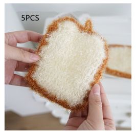 Handmade Non-woven Toast Dishwashing Towel (Option: Toast 5pack)