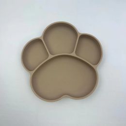 Children's Cat Claw Silicone Plate Food Grade (Option: Camel-No lid)