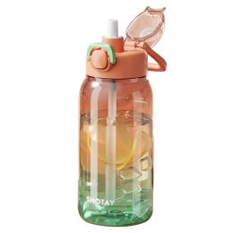 Plastic Cup Cap Straw Portable (Option: Orange-1000ml)