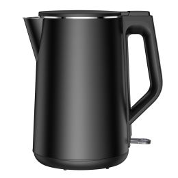 Electric Kettle 1.5L; 100% Stainless Steel Interior Double Wall Electric Tea Kettle; 1500W Cool Touch Water Boiler; BPA-Free with Auto Shut-Off & Boil (Color: Black)