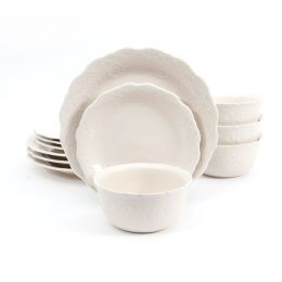 Cowgirl Lace 12-Piece Dinnerware Set (Color: flax)