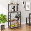 Kitchen Utility Storage Shelf Microwave Stand Cart on Wheels with Side Hooks