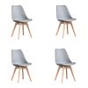 Mid Century Modern Dining Chairs, with Wood Legs, Armless Kitchen Chairs, Shell Lounge Plastic Side Chair with Soft Padded Kitchen, Dining Room, Livin