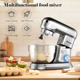 4.8 Qt 8-speed Electric Food Mixer with Dough Hook Beater (Color: White)