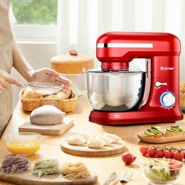 4.8 Qt 8-speed Electric Food Mixer with Dough Hook Beater (Color: Red)