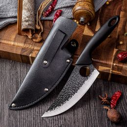 Hammer Pattern Forging Bone Pick Knife (Color: Black)