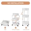 Foldable 3 Tier Rolling Cart; Installtion-Free Round Mesh Baskets Cart; Storage Rolling Trolley; Organiser Rack Cart for Kitchen Bathroom Living Room