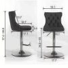 Swivel Velvet Barstools Adjusatble Seat Height from 25-33 Inch; Modern Upholstered Chrome base Bar Stools with Backs Comfortable Tufted for Home Pub a