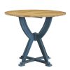 5-Piece Round Dining Table Set with Trestle Legs and 4 Cross Back Dining Chairs