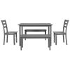 5-piece Wooden Dining Set;  Kitchen Table with 2 Dining Chairs and 2 Benches;  Farmhouse Rustic Style