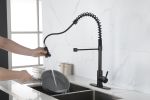 Spring Kitchen Faucet with Sprayer Pull Down;  Comercial Stainless Steel Sink Faucet Kitchen High Arc Gooseneck;  Single Handle Faucets with Deck Plat