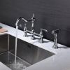 Bridge Dual Handles Kitchen Faucet With Pull-Out Side Spray in