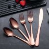 46 Pieces Gold Silverware Set Stainless Steel Titanium Gold Plating Flatware Set; Spoons Forks Cutlery Set Contains 6 Pieces Serving Set