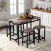 5-Piece Kitchen Counter Height Table Set, Industrial Dining Table with 4 Chairs