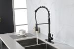 Spring Kitchen Faucet with Sprayer Pull Down;  Comercial Stainless Steel Sink Faucet Kitchen High Arc Gooseneck;  Single Handle Faucets with Deck Plat