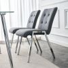 Grid shaped armless high back dining chair; 2-piece set;  office chair. Applicable to dining room;  living room;  kitchen and office.Dark Grey Chair a