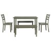 5-piece Wooden Dining Set;  Kitchen Table with 2 Dining Chairs and 2 Benches;  Farmhouse Rustic Style