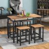 5-Piece Kitchen Counter Height Table Set, Industrial Dining Table with 4 Chairs