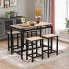 5-Piece Kitchen Counter Height Table Set, Industrial Dining Table with 4 Chairs