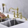 Bridge Dual Handles Kitchen Faucet With Pull-Out Side Spray in