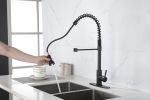 Spring Kitchen Faucet with Sprayer Pull Down;  Comercial Stainless Steel Sink Faucet Kitchen High Arc Gooseneck;  Single Handle Faucets with Deck Plat