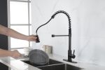 Spring Kitchen Faucet with Sprayer Pull Down;  Comercial Stainless Steel Sink Faucet Kitchen High Arc Gooseneck;  Single Handle Faucets with Deck Plat