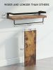 Floating bathroom shelf with towel rail; bathroom/living/kitchen/bedroom wall shelf set of 2; light brown; dark brown; black.