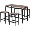 5-Piece Kitchen Counter Height Table Set, Industrial Dining Table with 4 Chairs