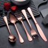 46 Pieces Gold Silverware Set Stainless Steel Titanium Gold Plating Flatware Set; Spoons Forks Cutlery Set Contains 6 Pieces Serving Set